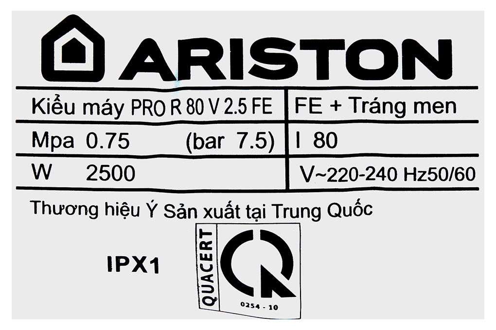 Bình nóng lạnh Ariston 80 lít đứng PRO R 80 V