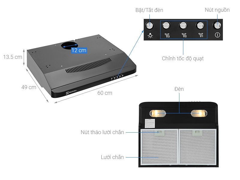Máy hút mùi âm tủ Electrolux EFT6032K