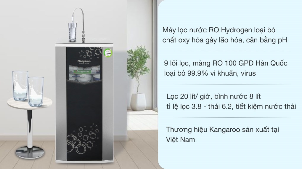 Máy lọc nước RO Hydrogen Kangaroo VTU KG100HA 9 lõi