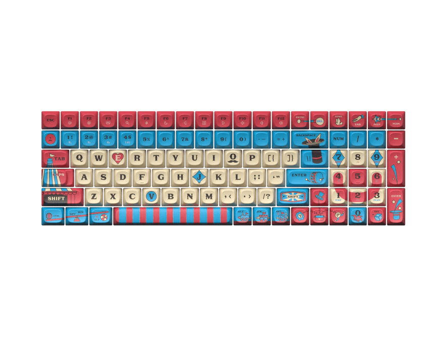 Dye-Sub PBT Keycaps - Circus Memory | Red&Blue 