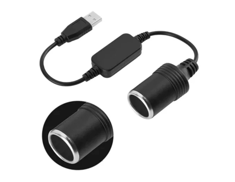 Cáp chuyển đổi điện USB 5V sang 12V ra đầu tẩu cắm sạc ô tô