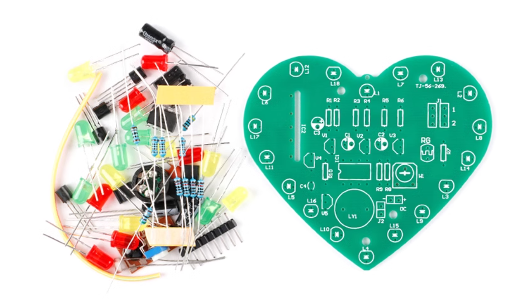 Bộ led trái tim tự lắp ráp có nhạc điều khiển bằng ánh sáng 18 đèn LED