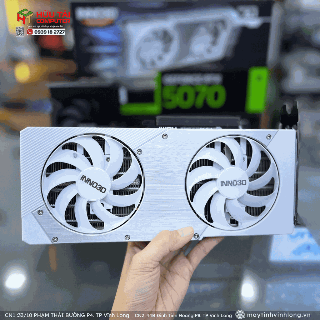 Card màn hình Inno3D Geforce RTX 5070 TWIN X2 OC WHITE/12GB GDDR7/192-bit/ DP+DP+DP+HDMI(N50702-12D7X-195064W) white