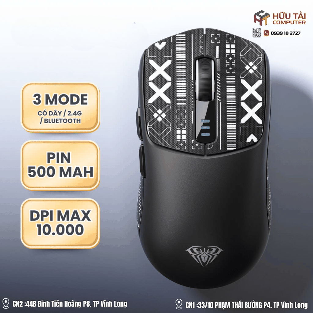 Chuột không dây và có dây gaming AULA SC580 màu đen, màu đỏ, màu trắng