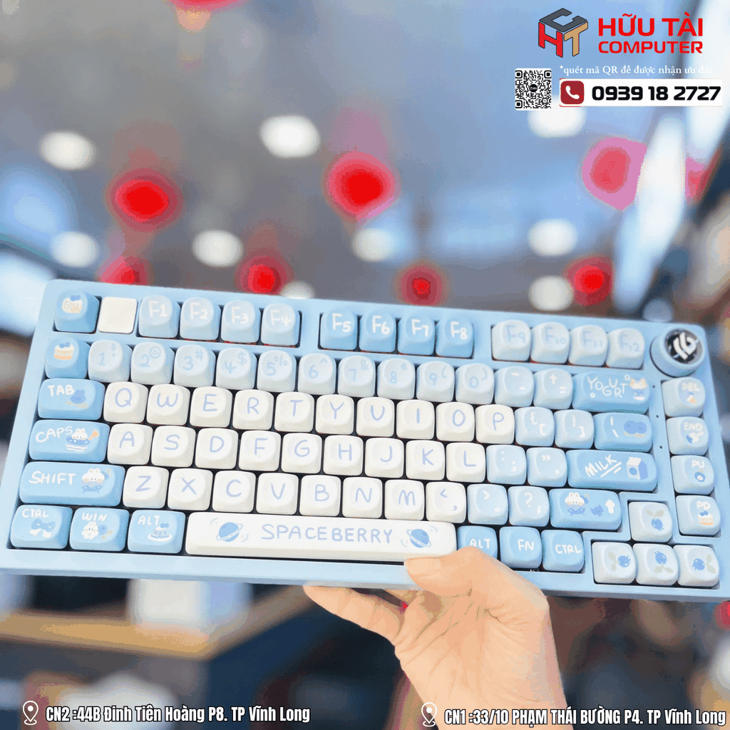 BÀN PHÍM CƠ LEOBOG Hi75 GAMING CÓ DÂY (Phiên bản Xanh dương + trắng/ Space berry/ Nimbus V3 switch)