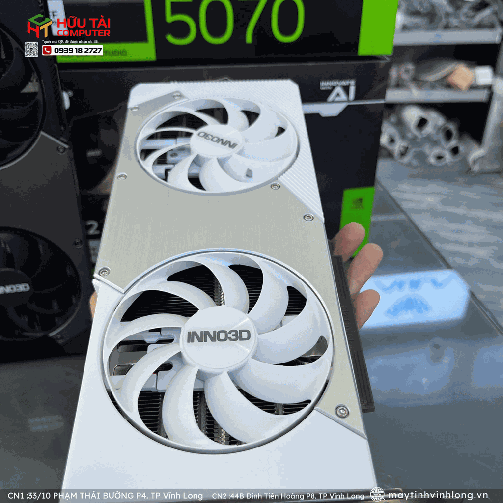 Card màn hình Inno3D Geforce RTX 5070 TWIN X2 OC WHITE/12GB GDDR7/192-bit/ DP+DP+DP+HDMI(N50702-12D7X-195064W) white