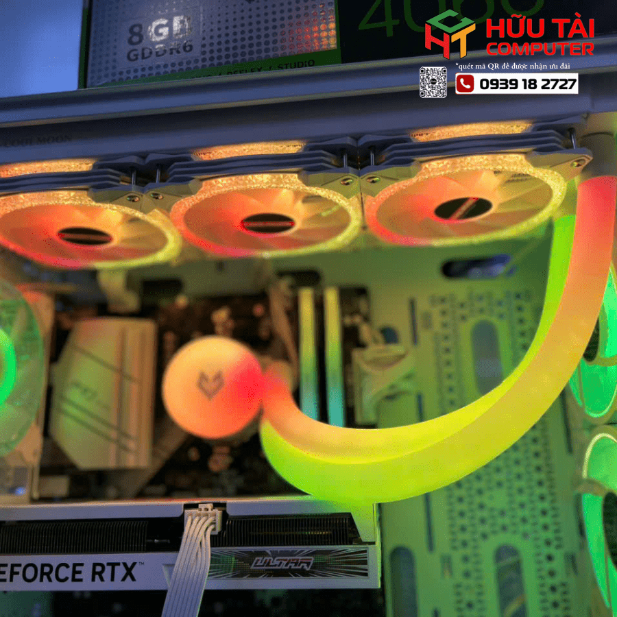 FULL PC GAMING HTC MIK STORM 360 WHITE 3FA(B550M , Ryzen 7 5700X3D, RAM 16GB 3200Mhz , SSD  GM7000 1TB, GIGABYTE 650W GP-P650SS,  Colorful iGame GeForce RTX 4060 Ti Ultra )