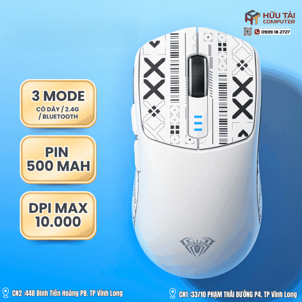 Chuột không dây và có dây gaming AULA SC580 màu đen, màu đỏ, màu trắng