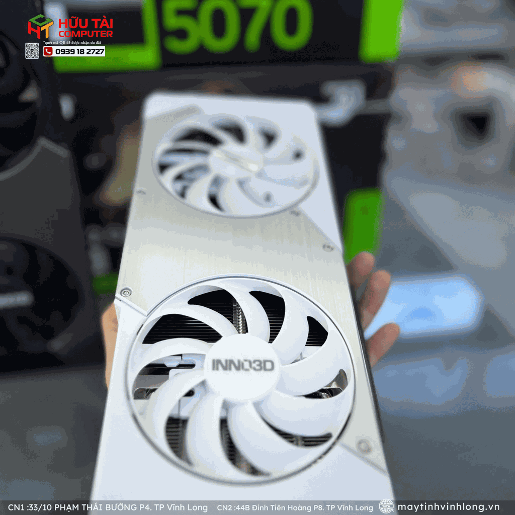 Card màn hình Inno3D Geforce RTX 5070 TWIN X2 OC WHITE/12GB GDDR7/192-bit/ DP+DP+DP+HDMI(N50702-12D7X-195064W) white