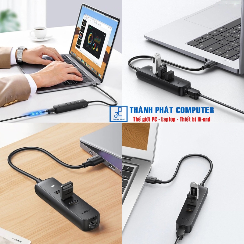 Hub chia USB 2.0 ra 3 cổng USB 2.0 + Lan 100Mbps Ugreen 20984