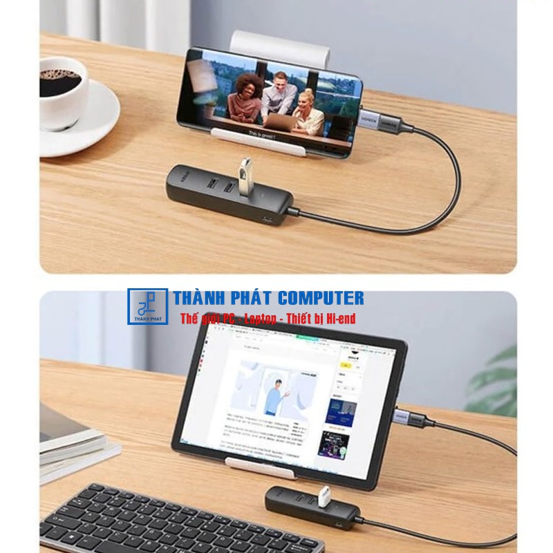Hub chia USB 2.0 ra 3 cổng USB 2.0 + Lan 100Mbps Ugreen 20984