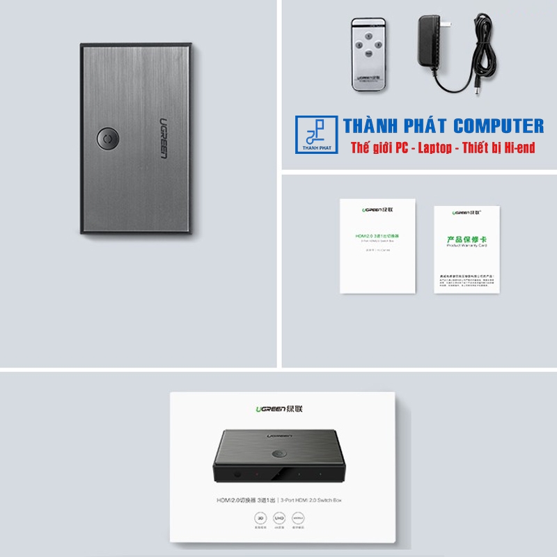 Bộ gộp HDMI 3 vào 1 ra HDMI 2.0 4K60Hz Ugreen 50709