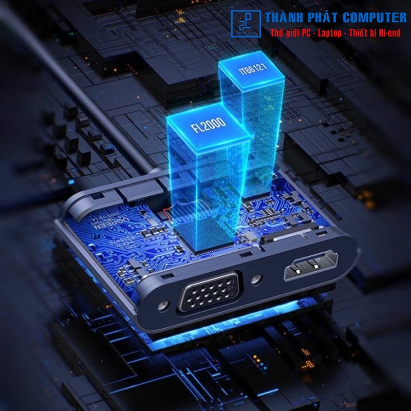 Cáp chuyển đổi USB 3.0 sang HDMI/VGA 1080P60Hz Ugreen 20518