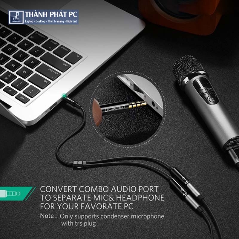 Cáp chia Audio 3.5mm ra 2 đầu 3.5mm Loa và Mic Ugreen 30620
