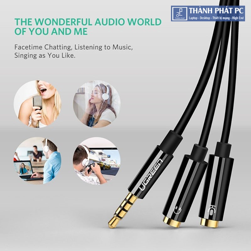 Cáp chia Audio 3.5mm ra 2 đầu 3.5mm Loa và Mic Ugreen 30620
