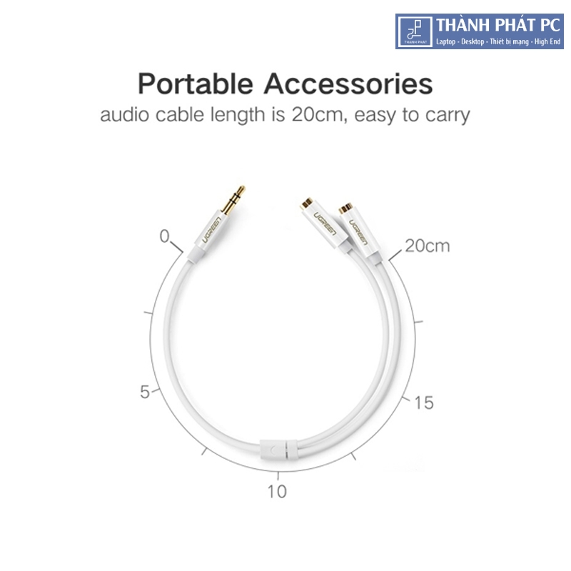 Cáp chia 2 cổng Audio 3.5mm dài 20cm Ugreen 10739