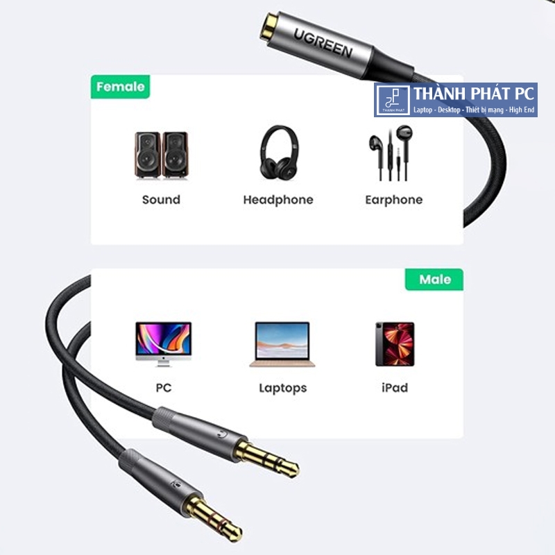 Cáp gộp Mic & Loa sang 3.5mm có Mic Ugreen 50255