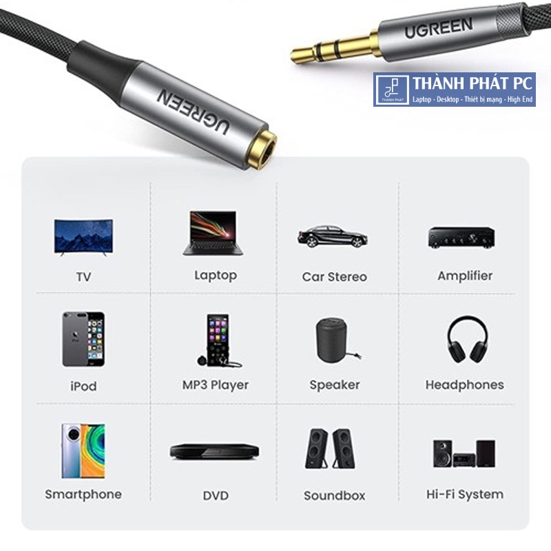 Cáp nối dài âm thanh AUX 3.5mm dài 1m Ugreen 50238