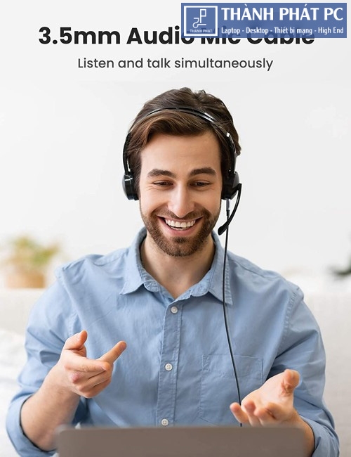 Cáp AUX 3.5mm 2 đầu TRRS 4 cực có mic dài 1m Ugreen 10648