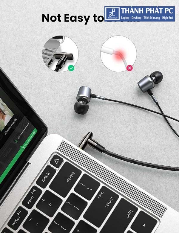 Cáp nối dài AUX 3.5mm TRRS bẻ bóc 90 độ dài 2m Ugreen 20495