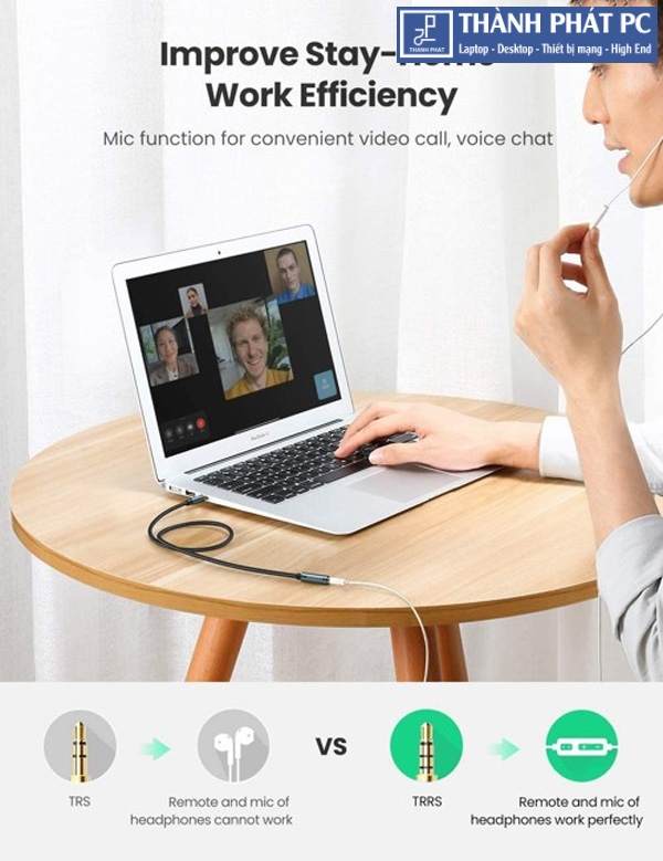 Cáp nối dài AUX 3.5mm có Mic dài 3m Ugreen 70878