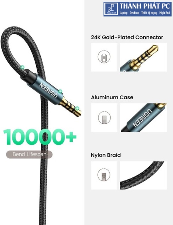Cáp nối dài AUX 3.5mm có Mic dài 3m Ugreen 70878