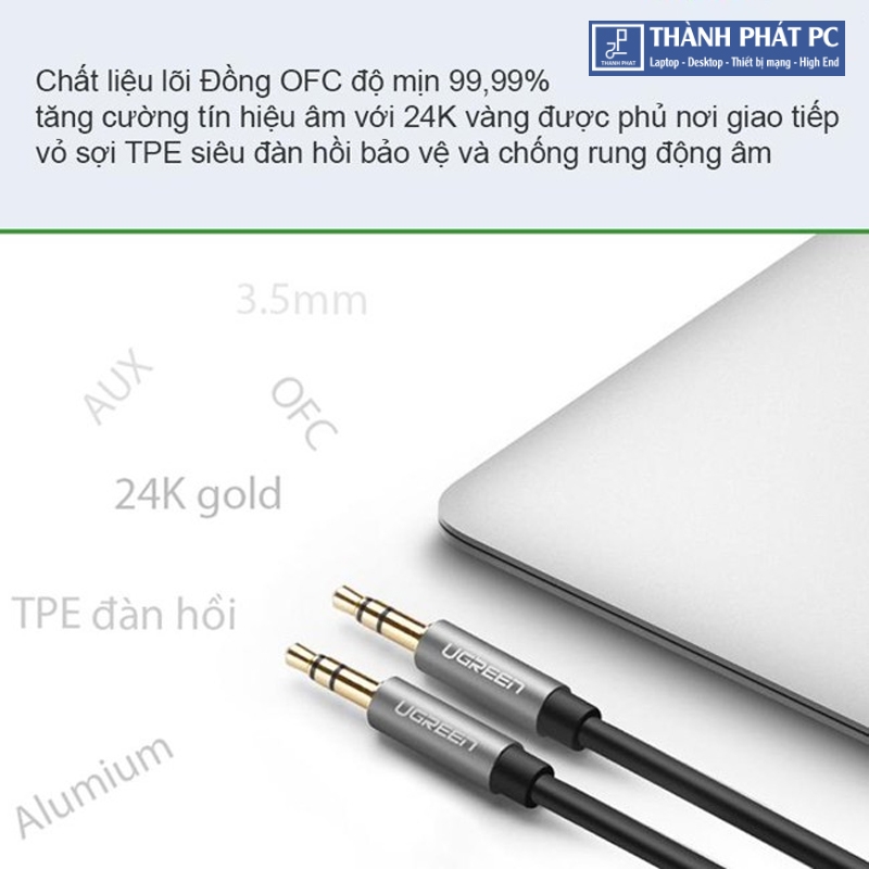 Cáp Audio 3.5mm dây tròn dài 5m Ugreen 10737