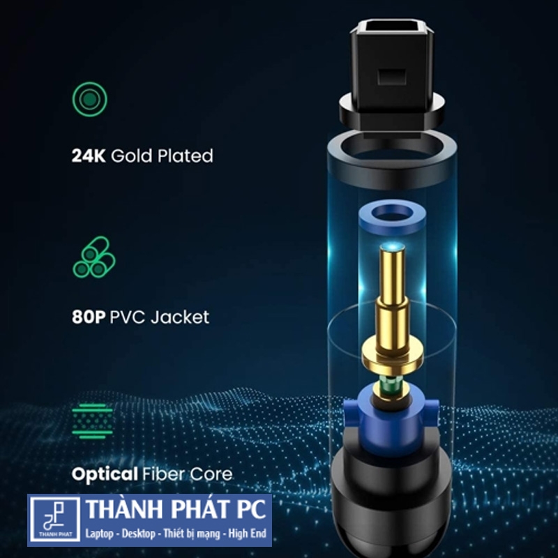 Cáp quang âm thanh Digital Optical Audio Toslink dài 1m Ugreen 70890