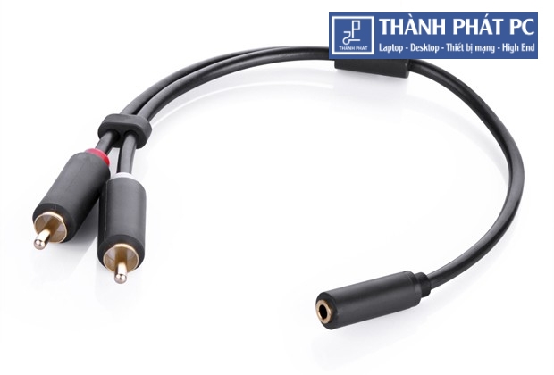 Cáp chuyển đổi Audio 3.5mm âm ra 2 RCA dương dài 20cm Ugreen 10561