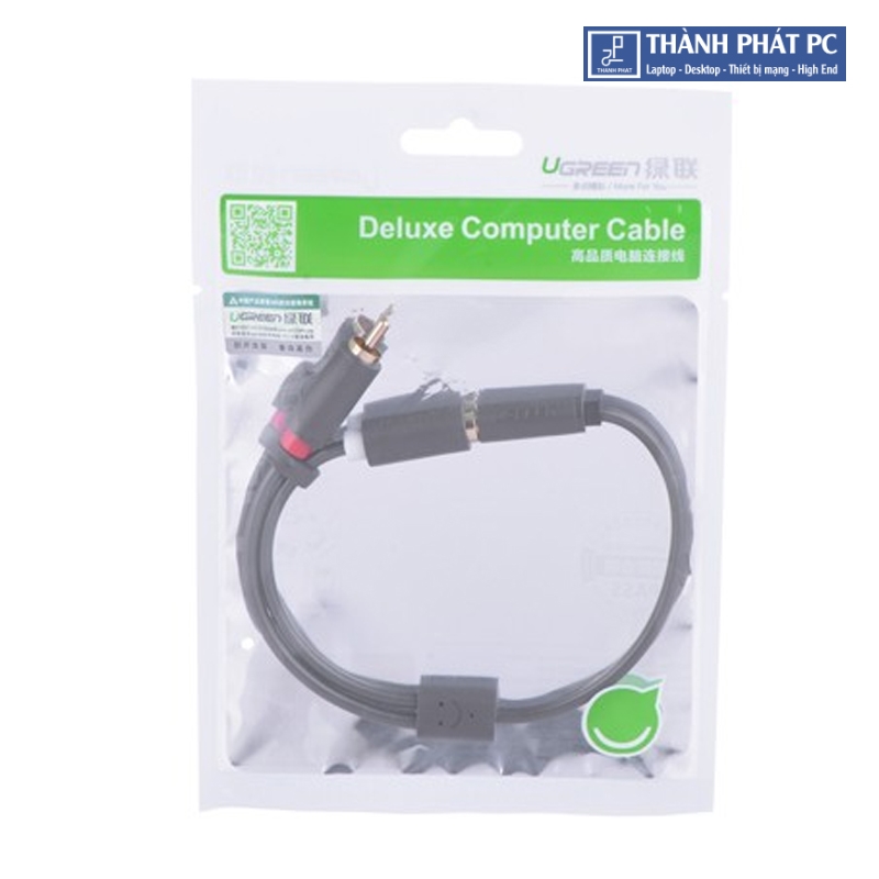 Cáp chuyển đổi Audio 3.5mm âm ra 2 RCA dương dài 20cm Ugreen 10561