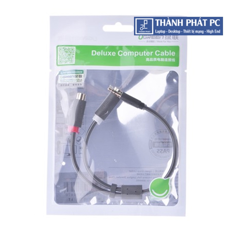 Cáp âm thanh Audio 3.5mm ra RCA âm dài 20cm Ugreen 10547