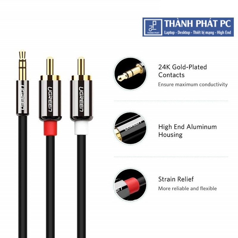 Cáp Audio 3.5mm to RCA dài 1,5m Ugreen 10583