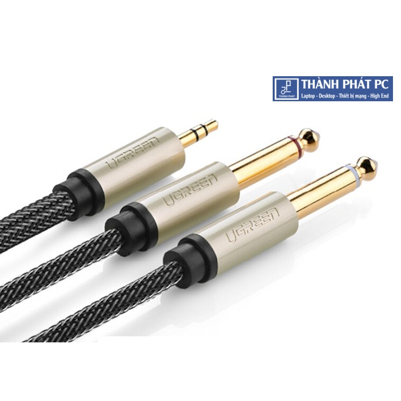 Cáp Audio 3.5mm sang 2 đầu 6.5mm dài 5m Ugreen 10619