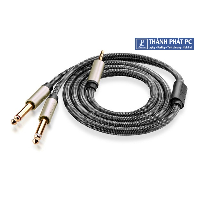 Cáp Audio 3.5mm sang 2 đầu 6.5mm dài 5m Ugreen 10619