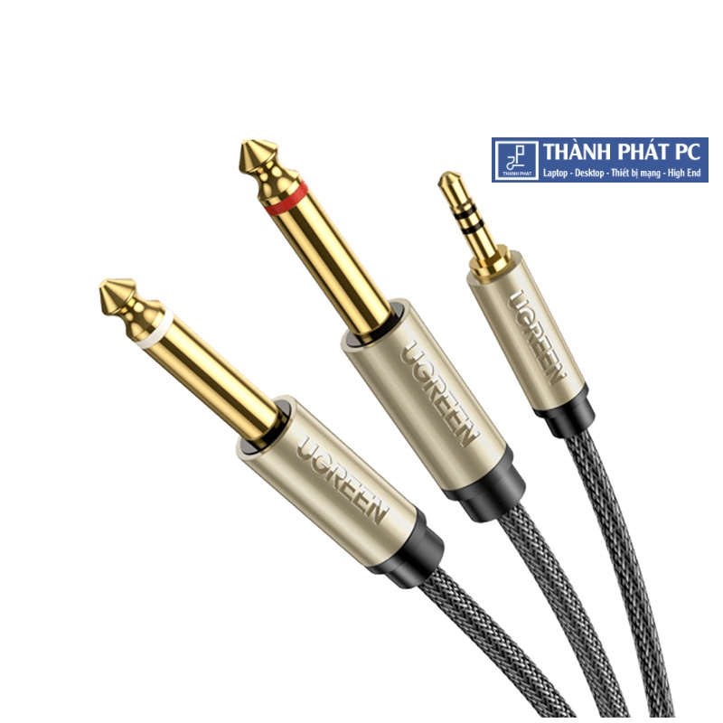 Cáp Audio 3.5mm sang 2 đầu 6.5mm dài 2m Ugreen 10615