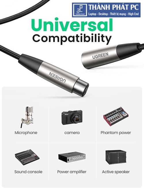 Cáp nối dài XLR 3pin âm dương bọc dù dài 3m Ugreen 20504