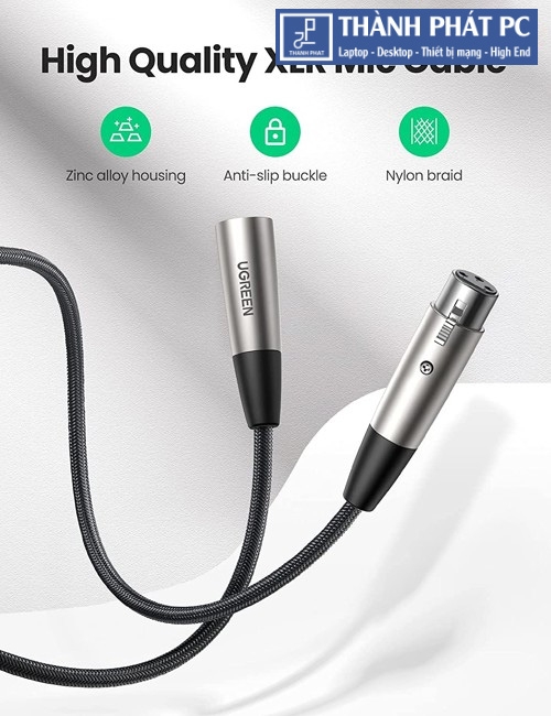 Cáp nối dài XLR 3pin âm dương bọc dù dài 2m Ugreen 20500