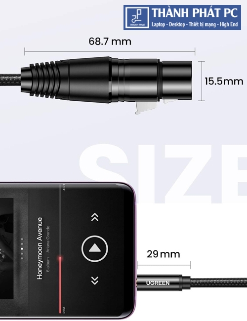 Cáp Micro 3.5mm to XLR âm bọc Nylon dài 2m Ugreen 20244