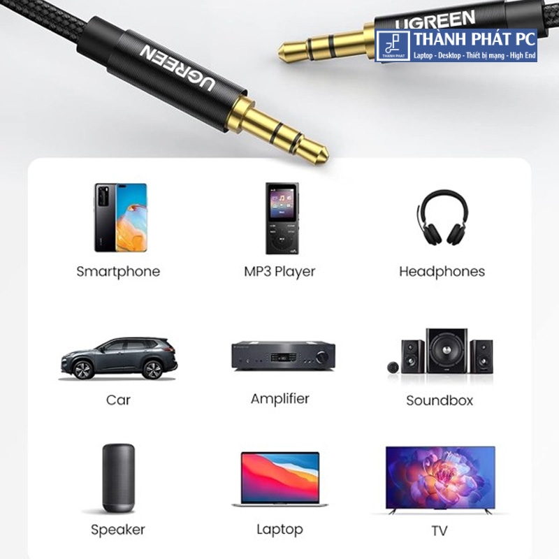 Cáp âm thanh 3.5mm 2 đầu dương dài 1m Ugreen 50361