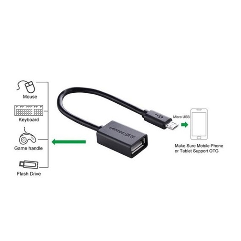 Cáp OTG Micro USB 2.0 dài 12cm Ugreen 10396