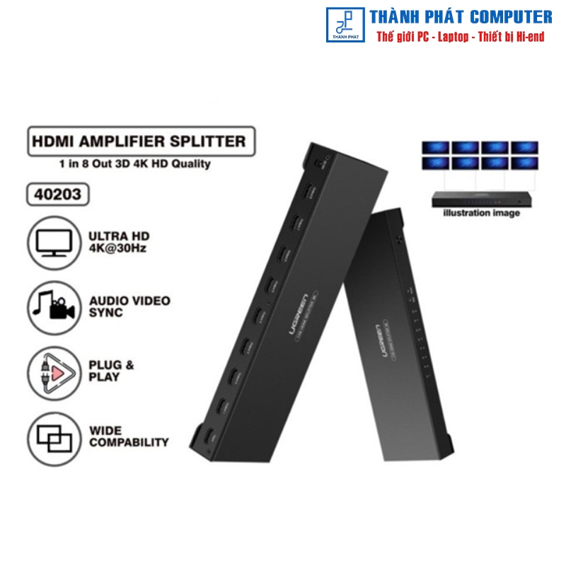 Bộ chia 1 ra 8 cổng HDMI 1.4 4K30Hz Ugreen 40203