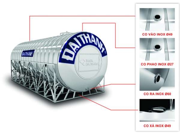 Bồn inox CN 10.000 Lít - Nằm - Độ dày 1 mm