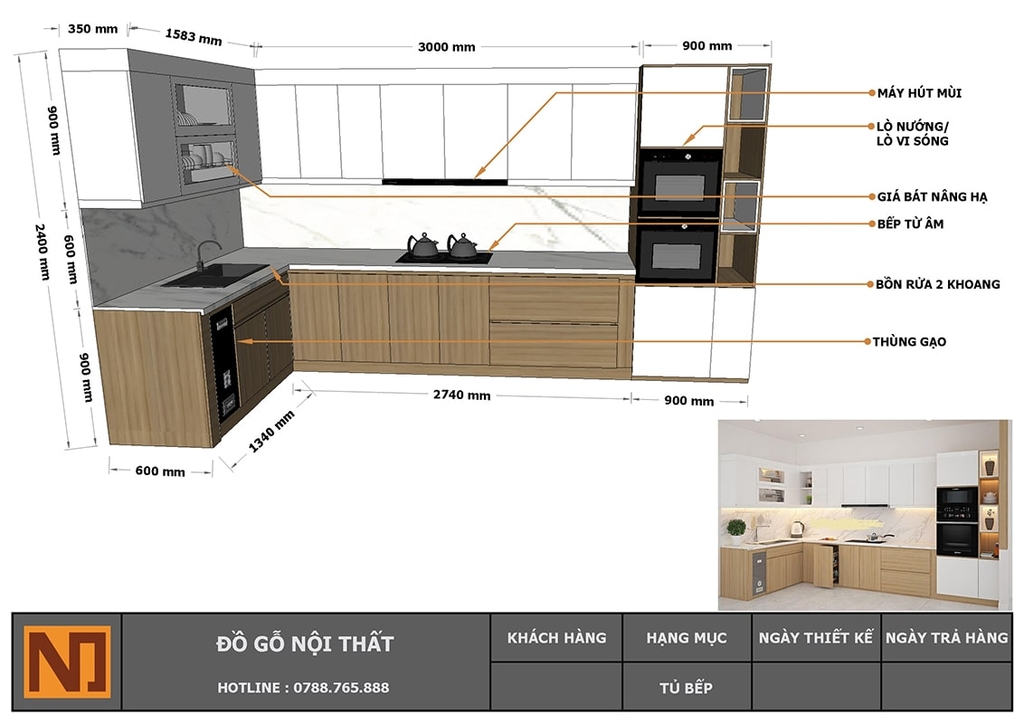 Tủ bếp gỗ công nghiệp khung bồn nhựa picomat TB90