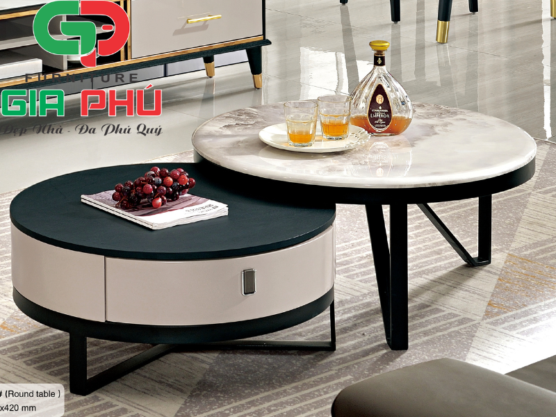 Bàn Trà Tròn đôi - Bàn Sofa Hiện Đại Nhập Khẩu Cao Cấp B60-8575 - Bàn Trà Sofa Tam Kỳ