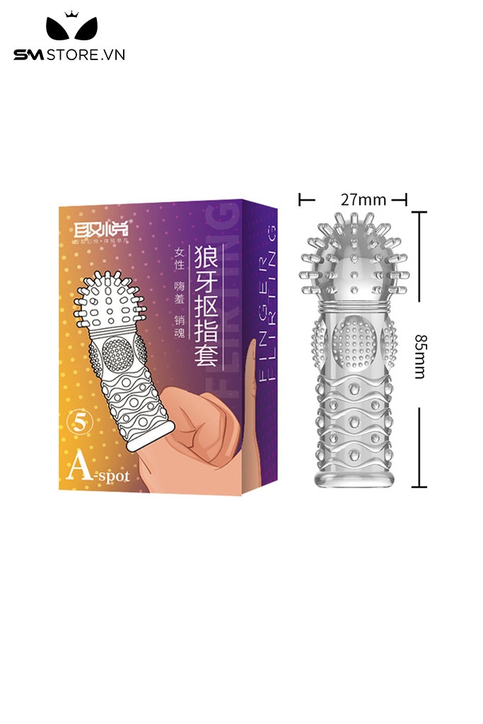 SMT720 - Bao cao su ngón tay silicon trong suốt có gai lớn dài 85mm