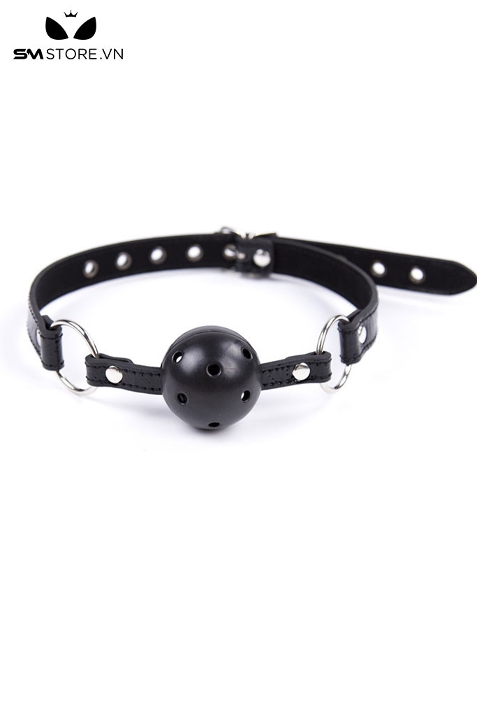 SMT027 - ball gag nhét miệng SM có lỗ họa tiết dây quai đinh tán