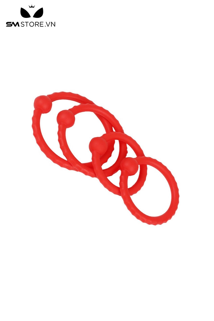 SMT626 - Combo 4 vòng đeo dương vật cao su gắn 1 viên bi