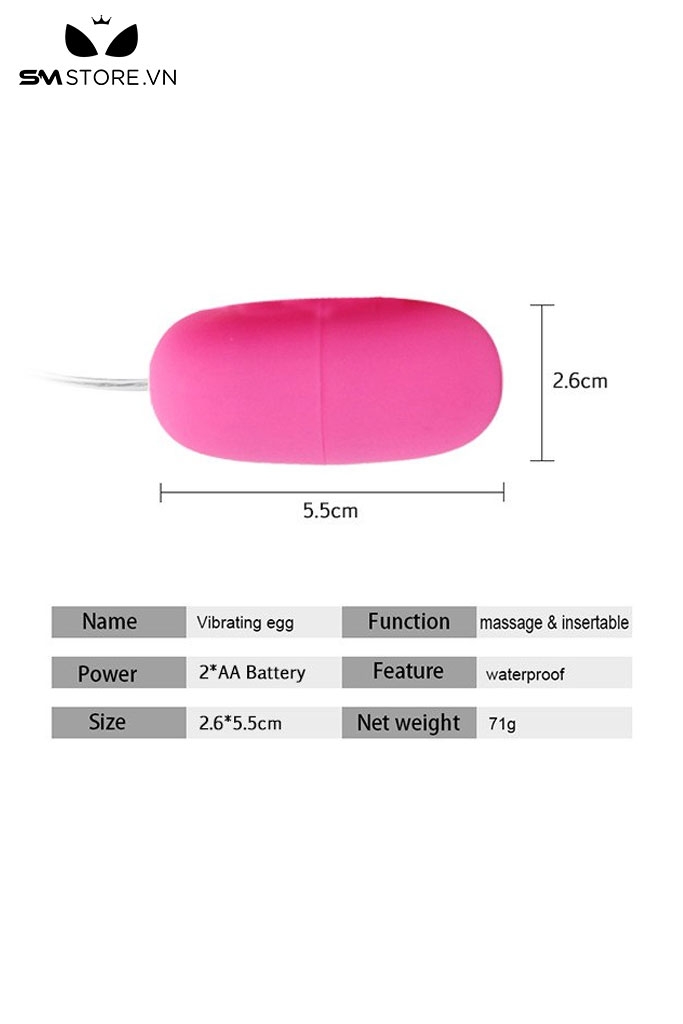 SMT1478 - Trứng rung 1 đầu bằng nhựa dài 5cm có nhiều cấp độ