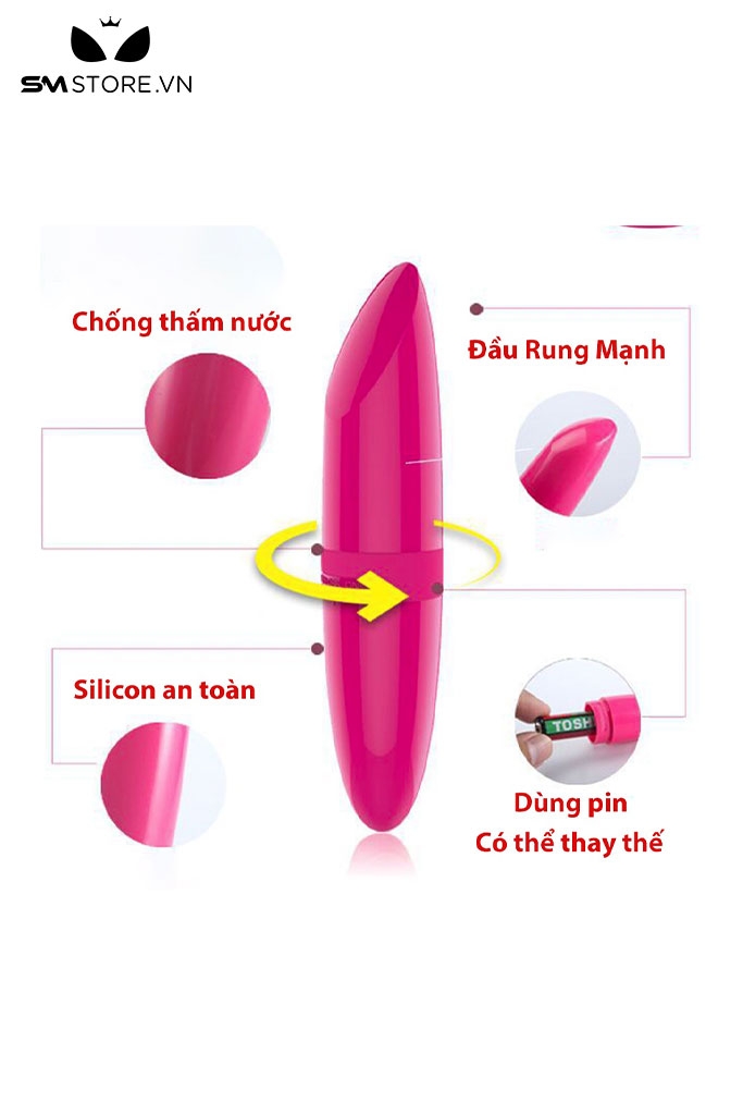 SMT209 - Trứng rung hình thỏi son dài 125mm làm bằng nhựa