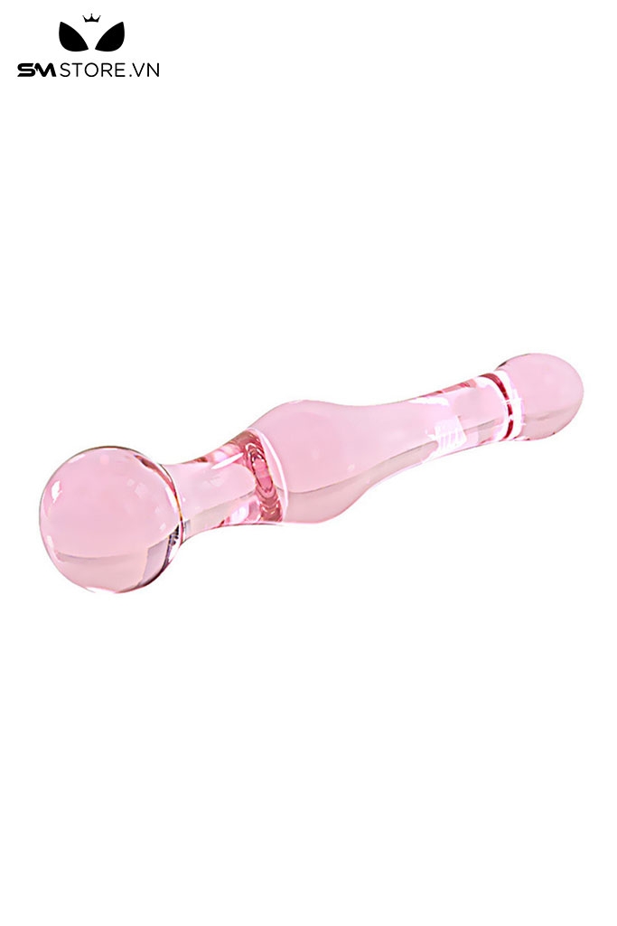 SMT096 - Butt plug thủy tinh màu hồng hình thoi dài 19cm